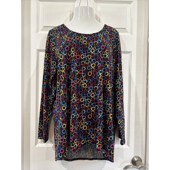 Lularoe Lynnae Plus Size 3XL  Hi Lo Tunic Knit Top Geometric Print Colorful - Picture 2 of 10
